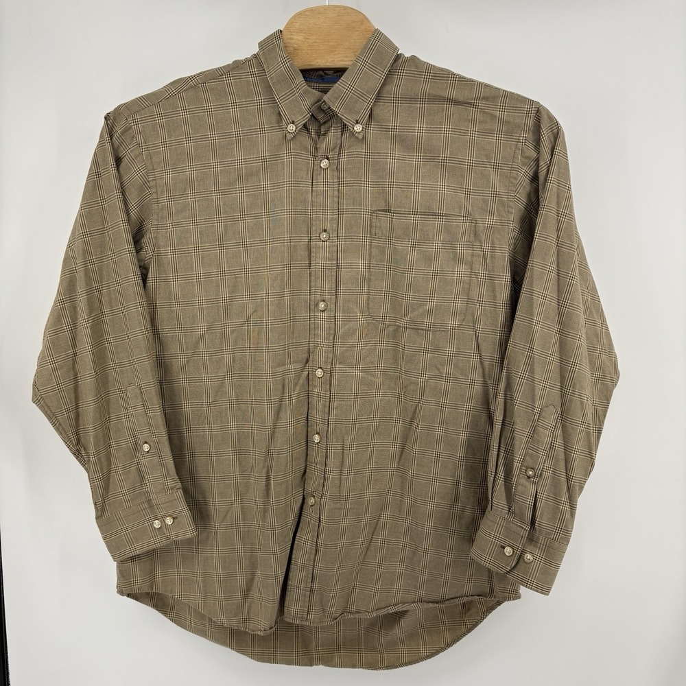 T.HARRIS, LONDON, Men's XXL Tan Plaid Button Down Long Sleeve Shirt - Picture 2 of 6